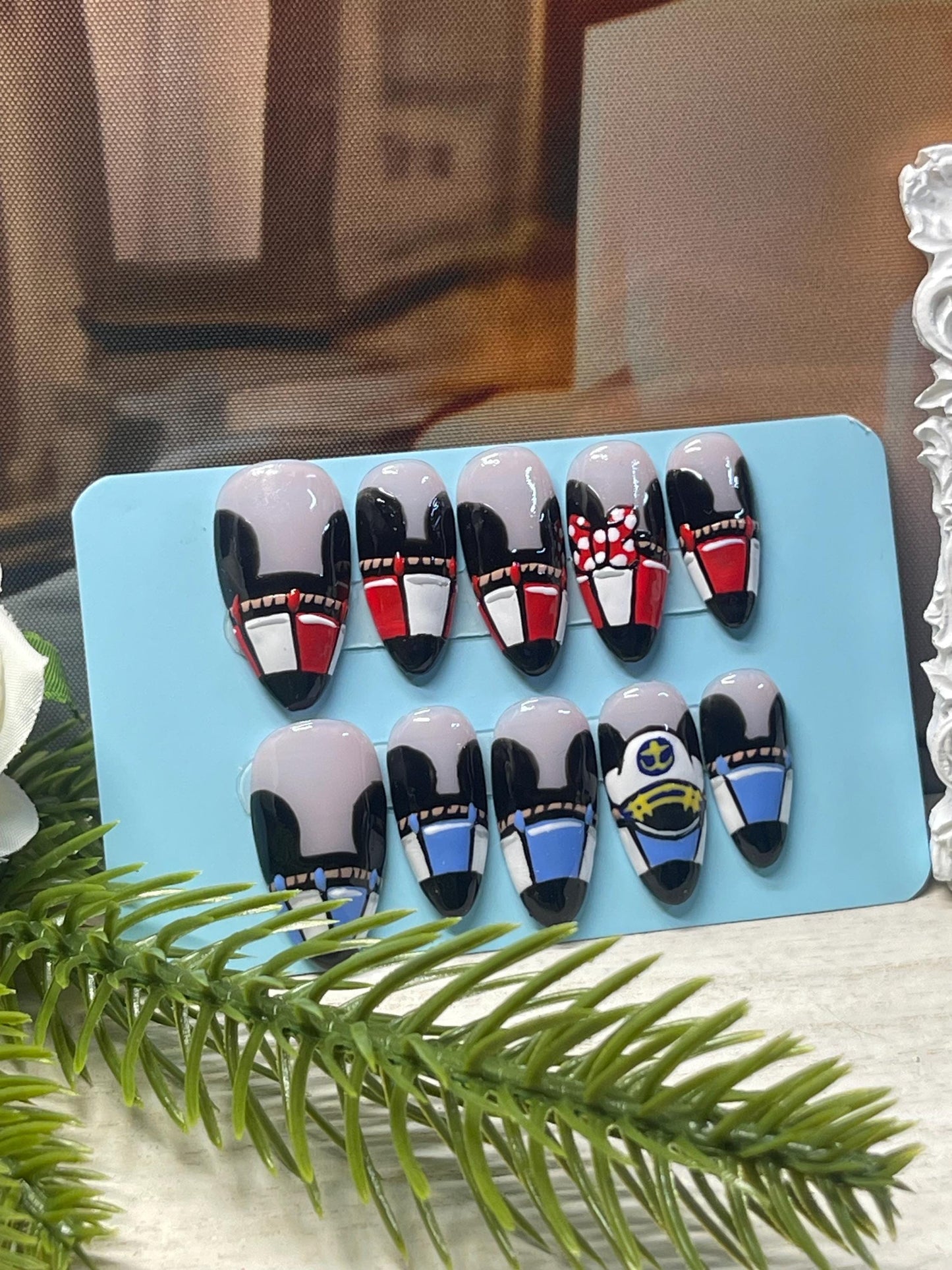 MAGIC CRUISIN’  - Set of 10  Red & Blue Mickey Lifebelt Nails - Disney Cruise inspired Nails