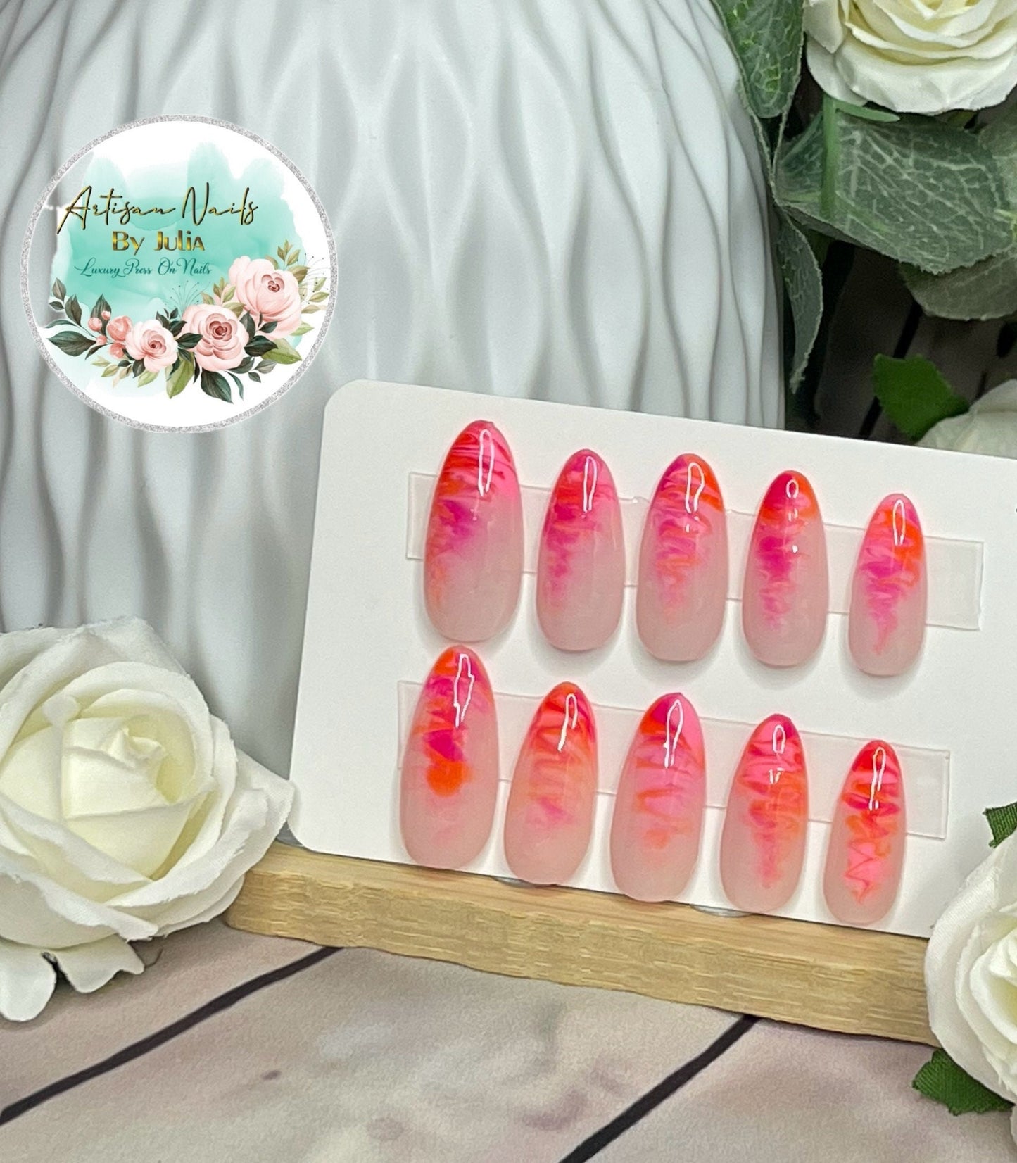 NEON SMOKE - Set of 10 Neon smoke effect Nails