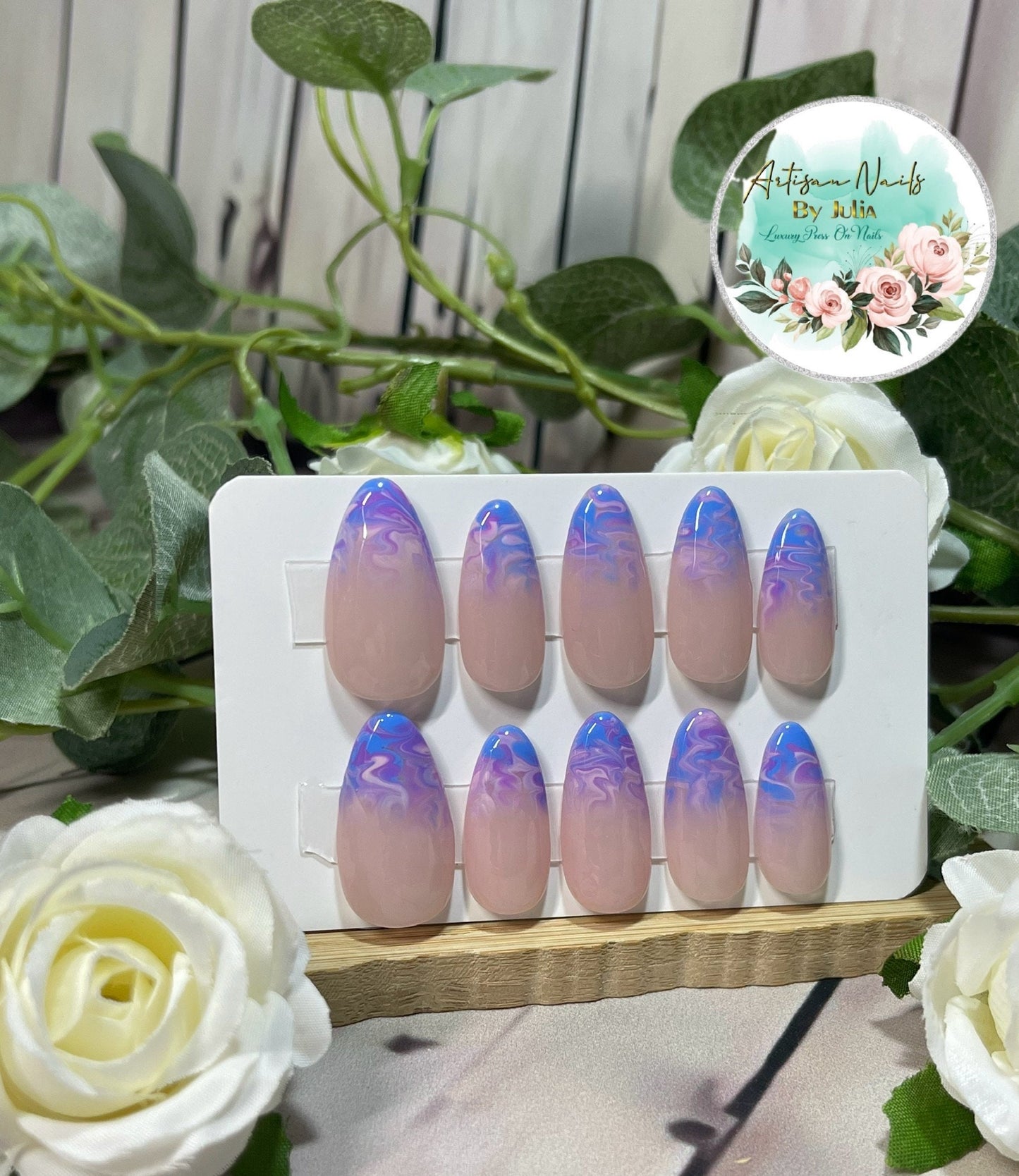 RENEGADE -Set of 10 Marble Tip Smoke Effect Nails
