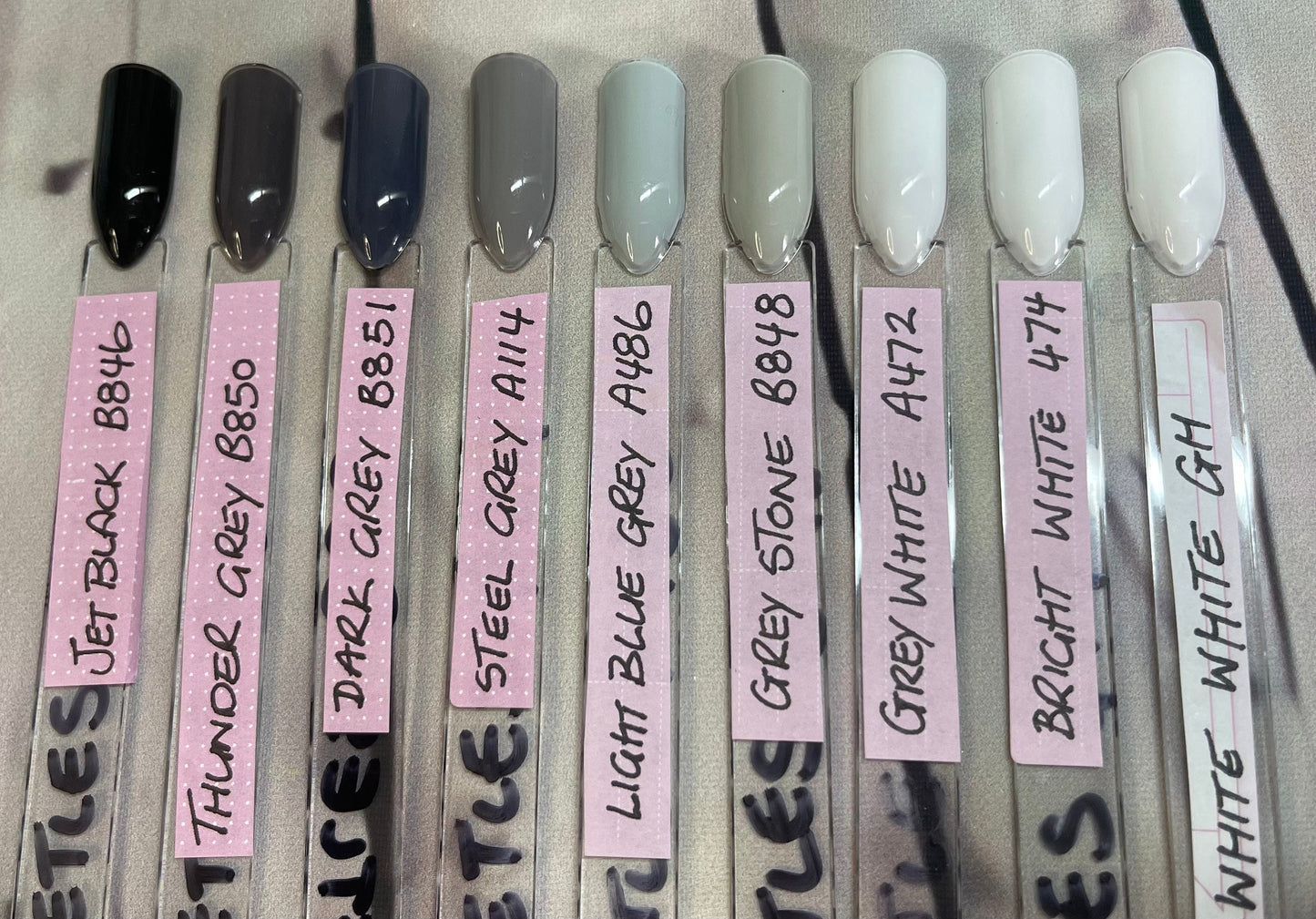 THE BLACK GREYS - Block colour or French Tip - Gel Press on Nails - Set of 10 Solid Colour or French Tip