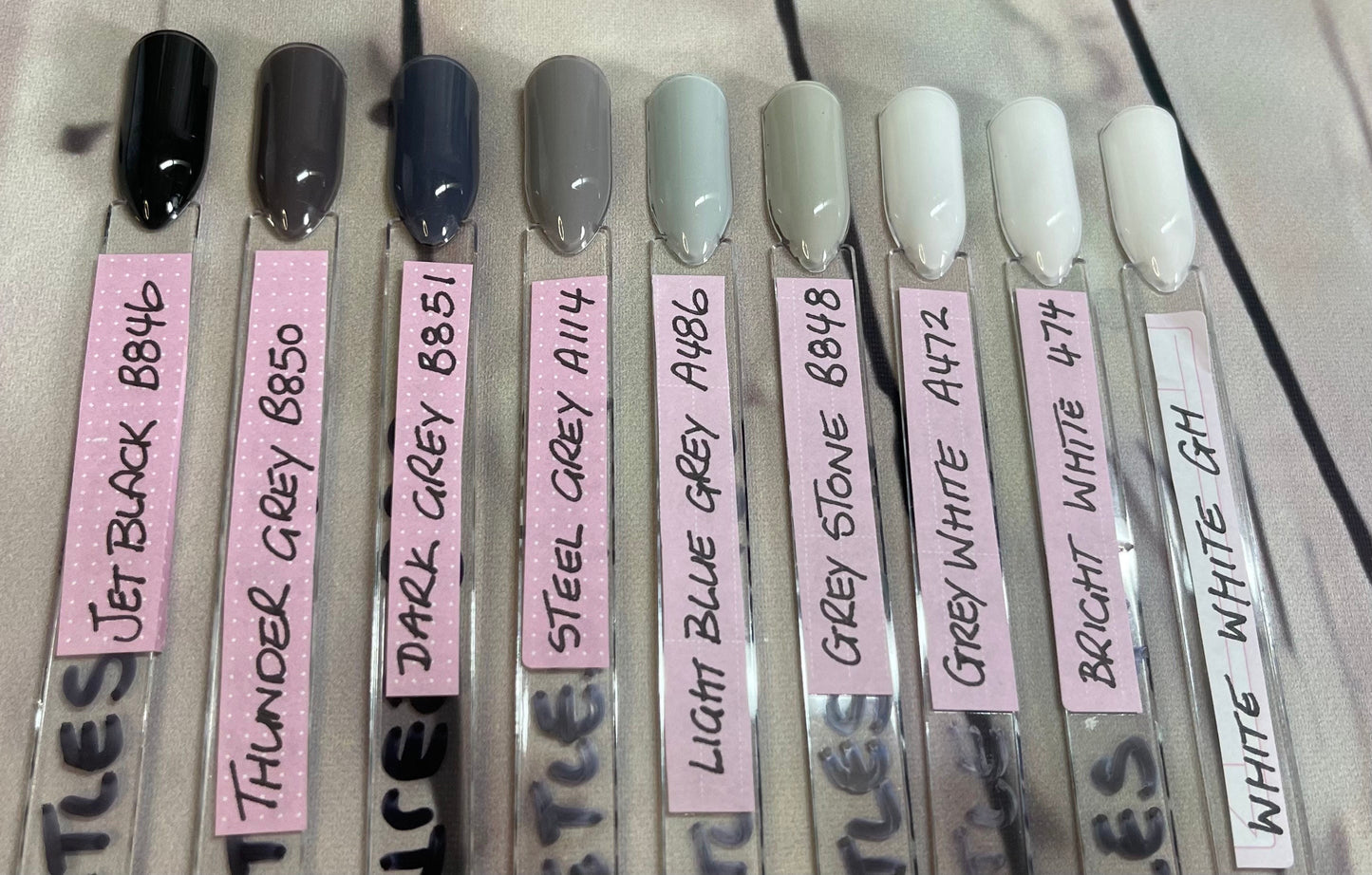 THE BLACK GREYS - Block colour or French Tip - Gel Press on Nails - Set of 10 Solid Colour or French Tip