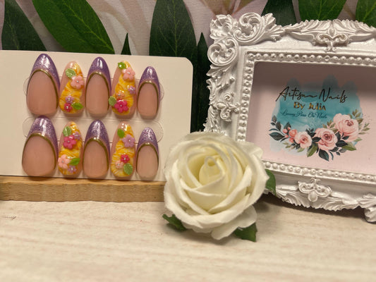 Suéltate el pelo - Juego de 10 uñas con temática de Rapunzel