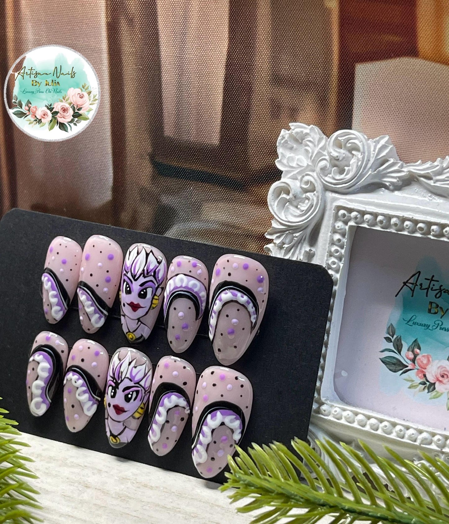URSULA - Set of 10 Little Mermaid, Sea Witch inspired Nails