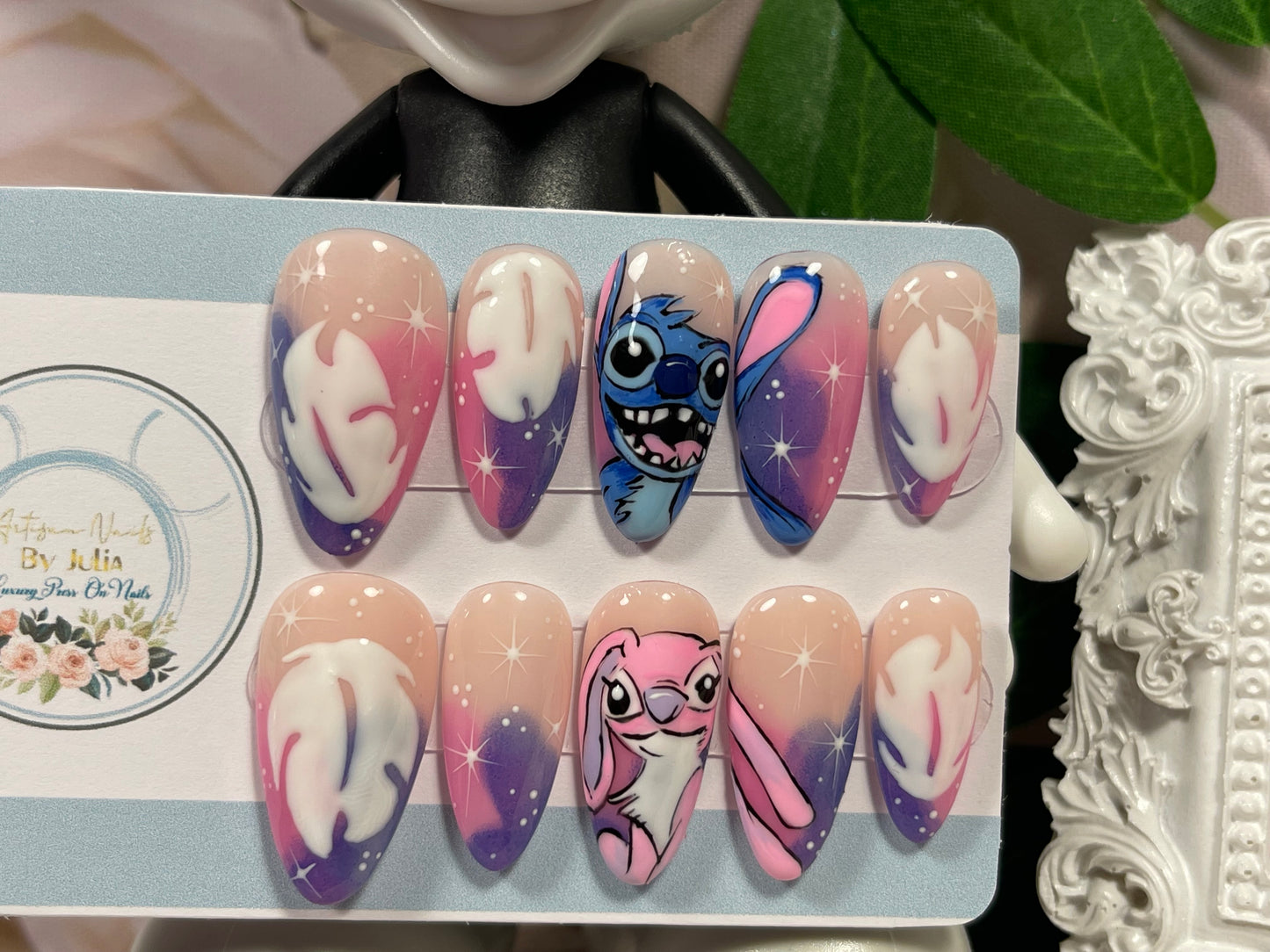 ALOHA - Set of 10 Stitch & Angel inspired Nails