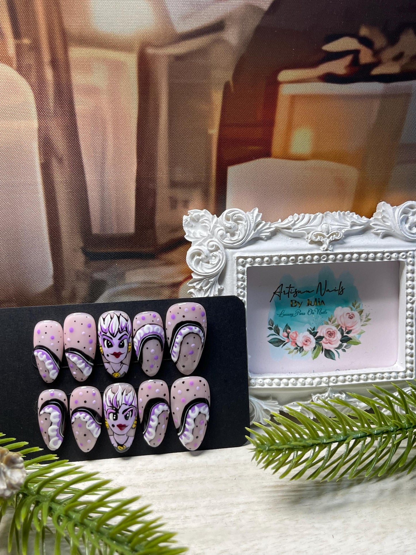 URSULA - Set of 10 Little Mermaid, Sea Witch inspired Nails