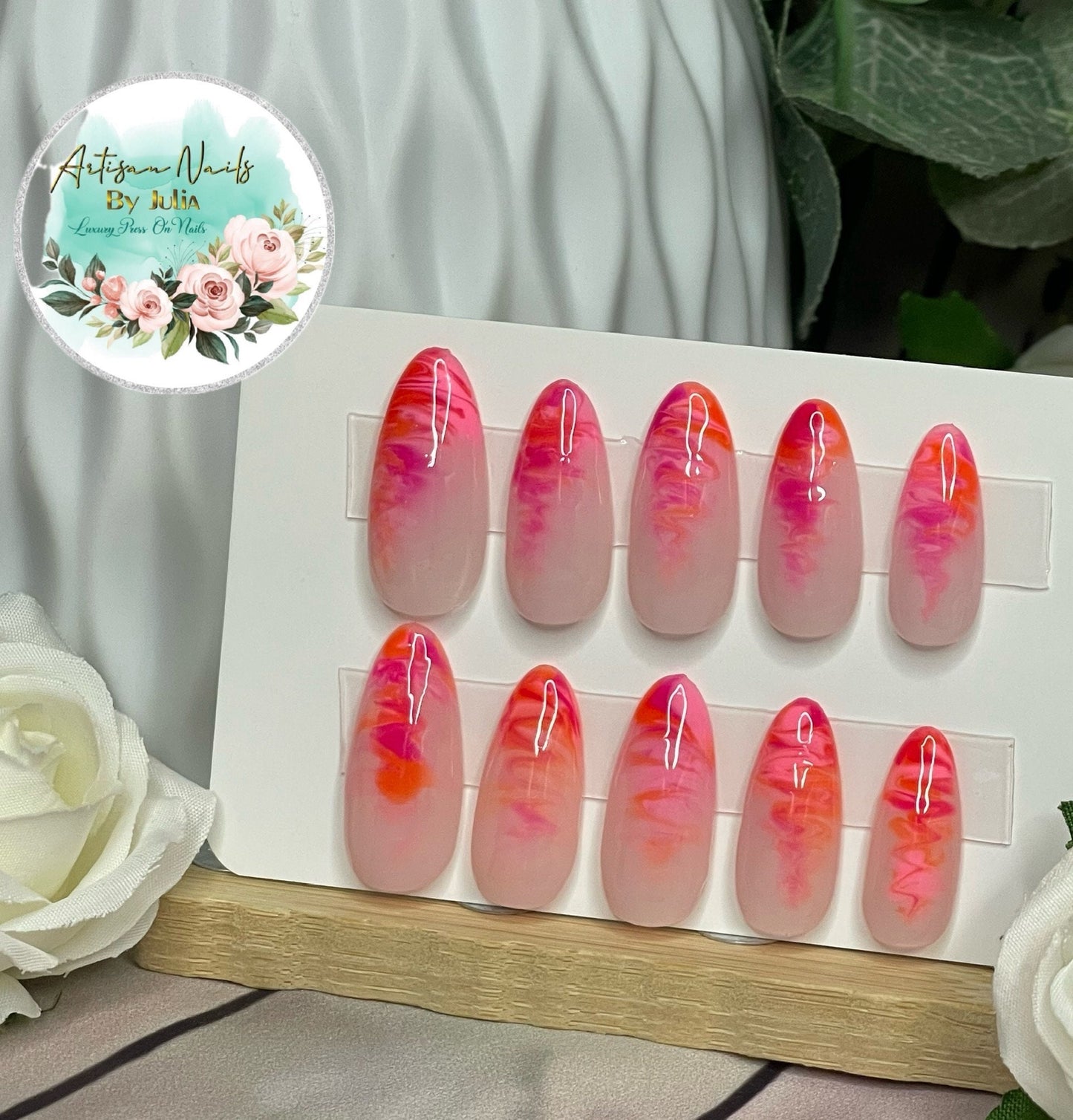 NEON SMOKE - Set of 10 Neon smoke effect Nails