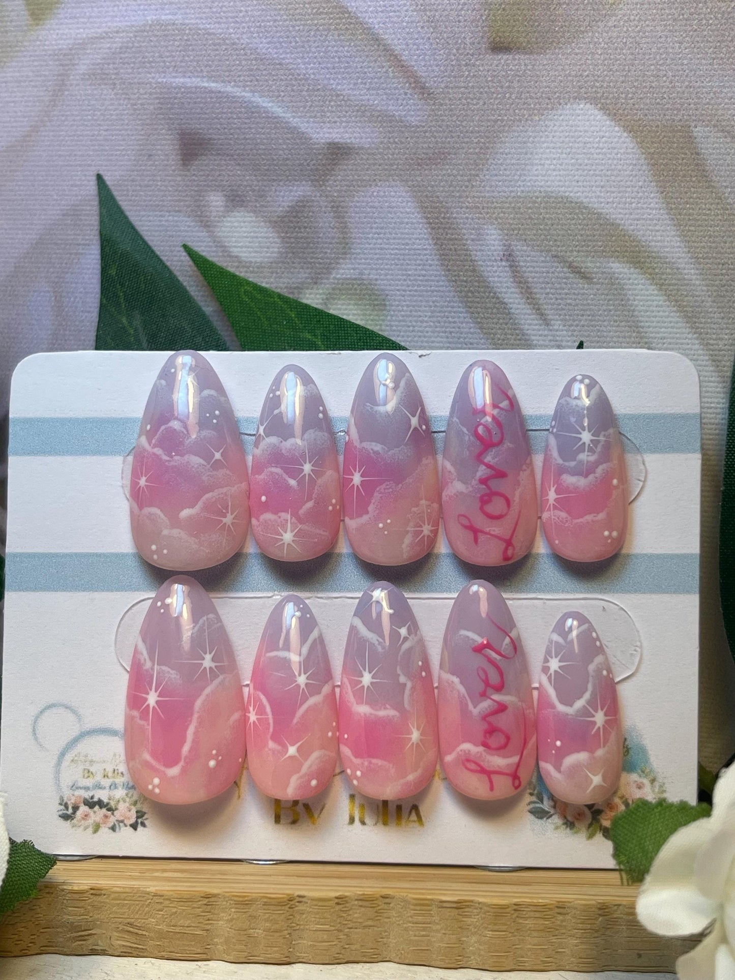LOVER - Set of 10 Sunset Colours, Cloud & Stars Nails