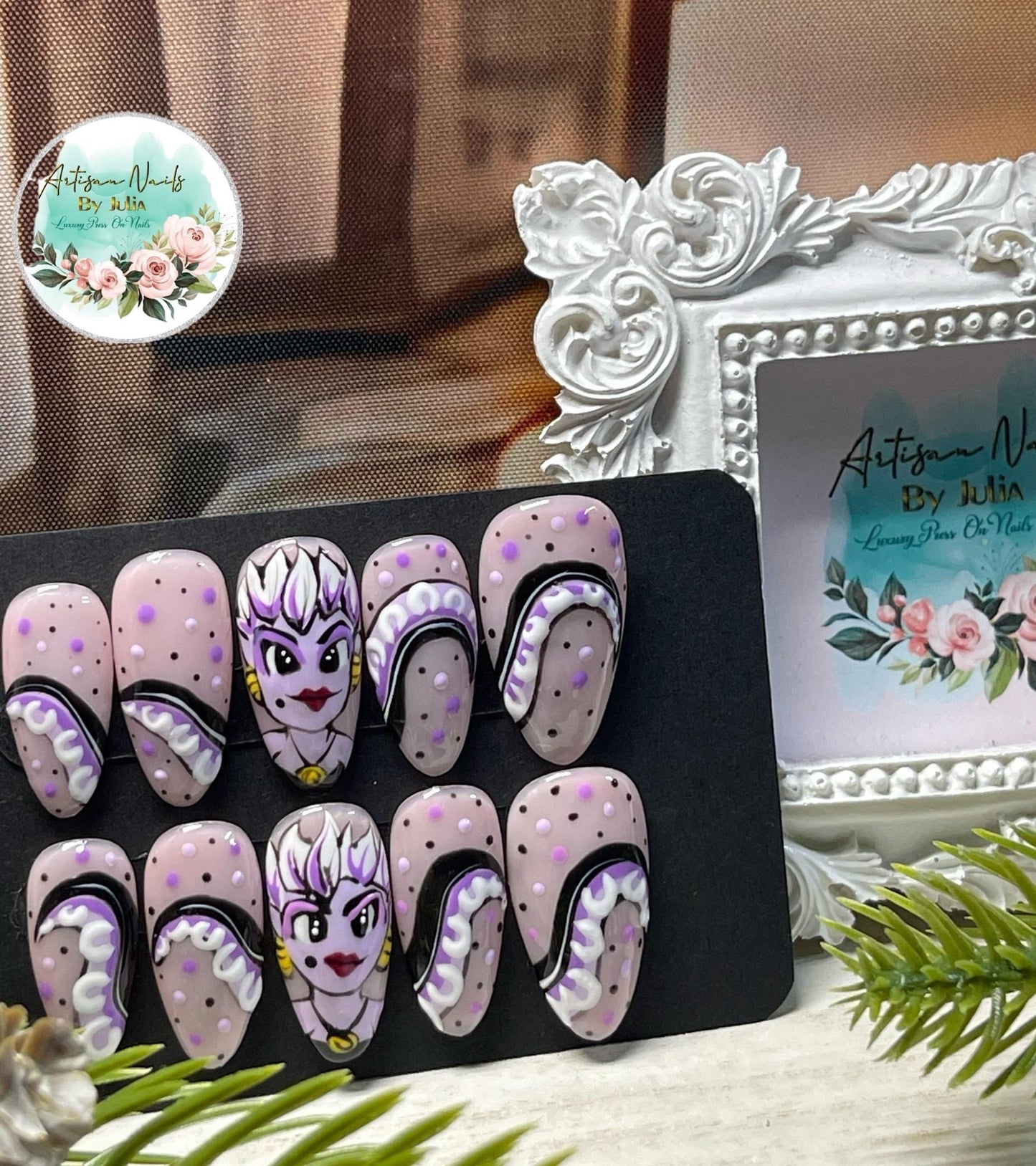 URSULA - Set of 10 Little Mermaid, Sea Witch inspired Nails