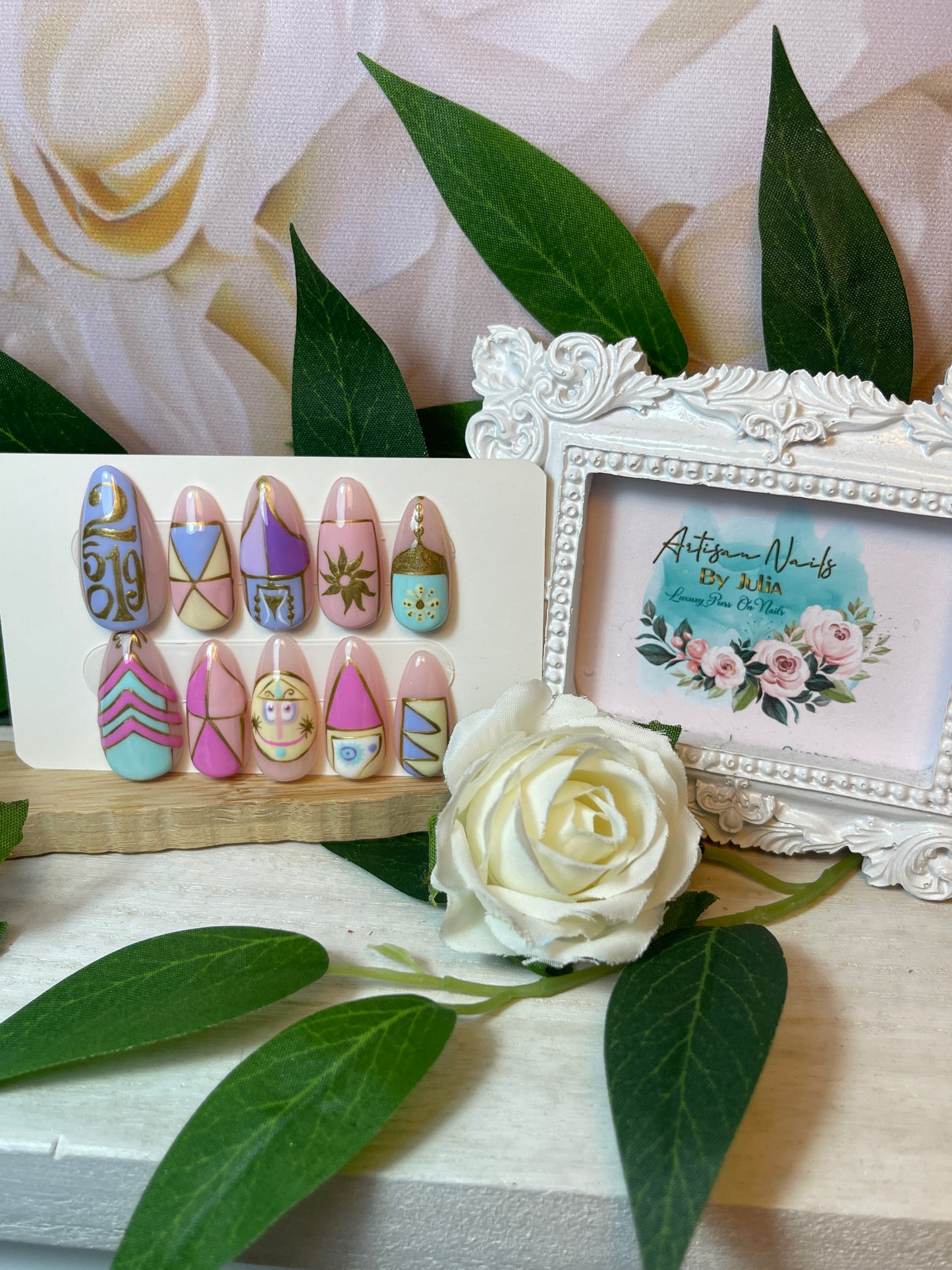 A SMALL WORLD - Set of 10 Geometric Whimsical Nail inspired by Disney’s iconic ride