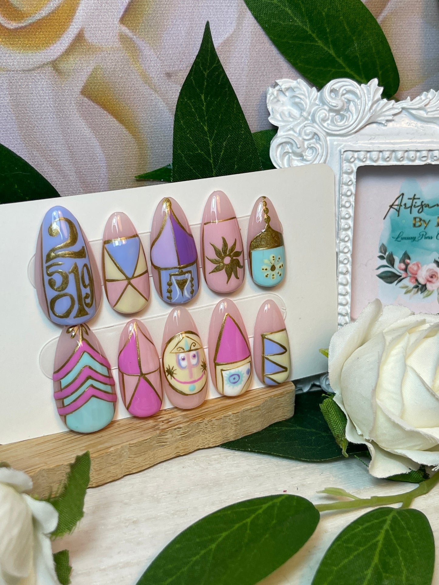 A SMALL WORLD - Set of 10 Geometric Whimsical Nail inspired by Disney’s iconic ride