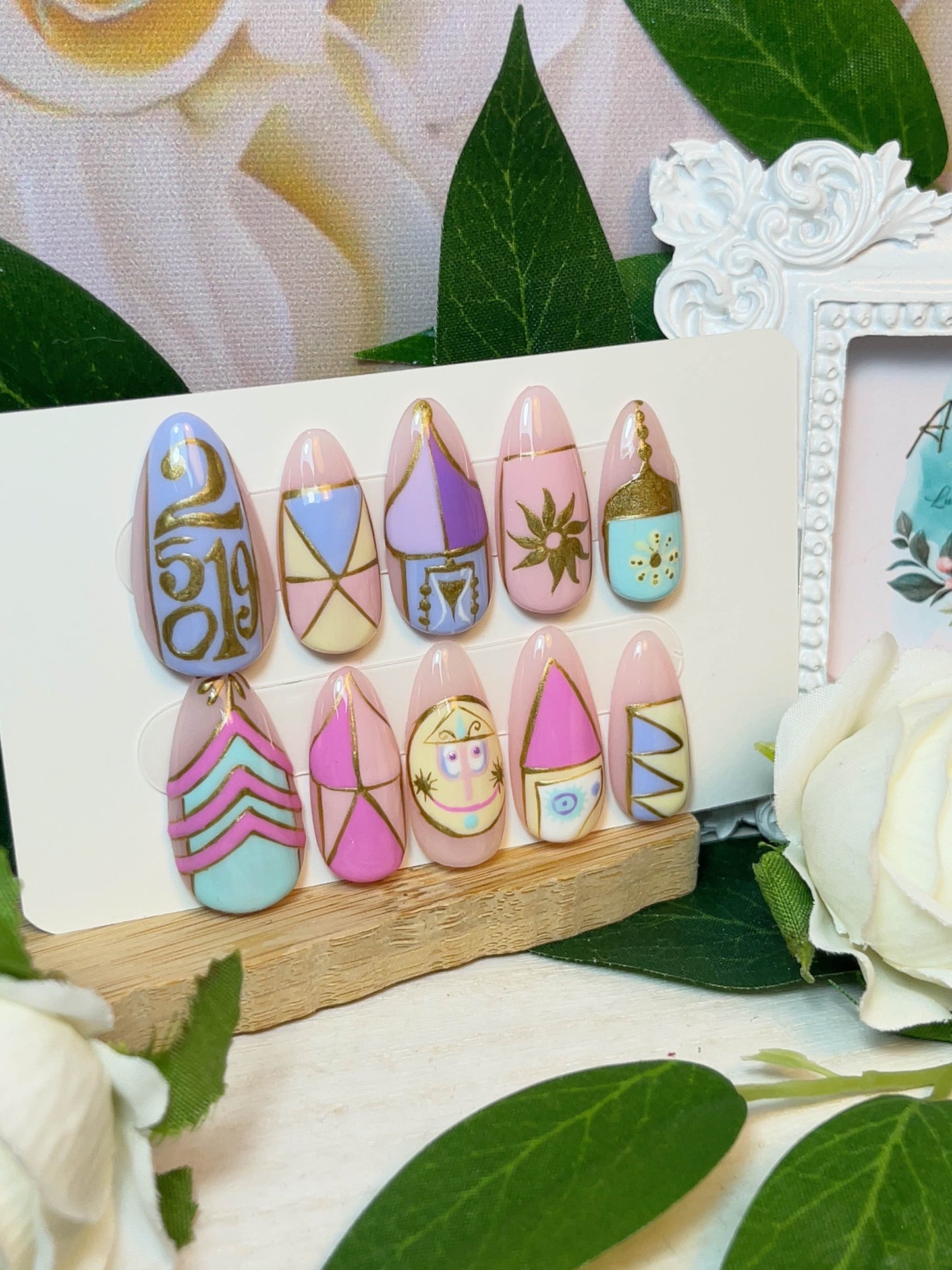 A SMALL WORLD - Set of 10 Geometric Whimsical Nail inspired by Disney’s iconic ride