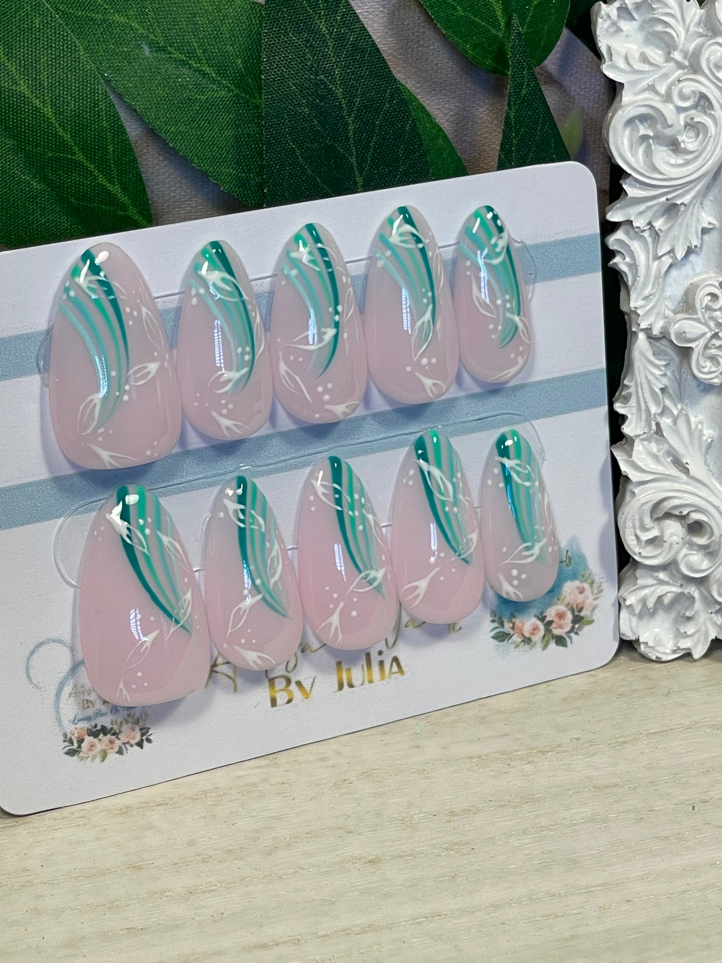 DAZZLE - Gel Press on Nails - Lot de 10 ongles arc-en-ciel avec étoiles - Fabriqué sur commande