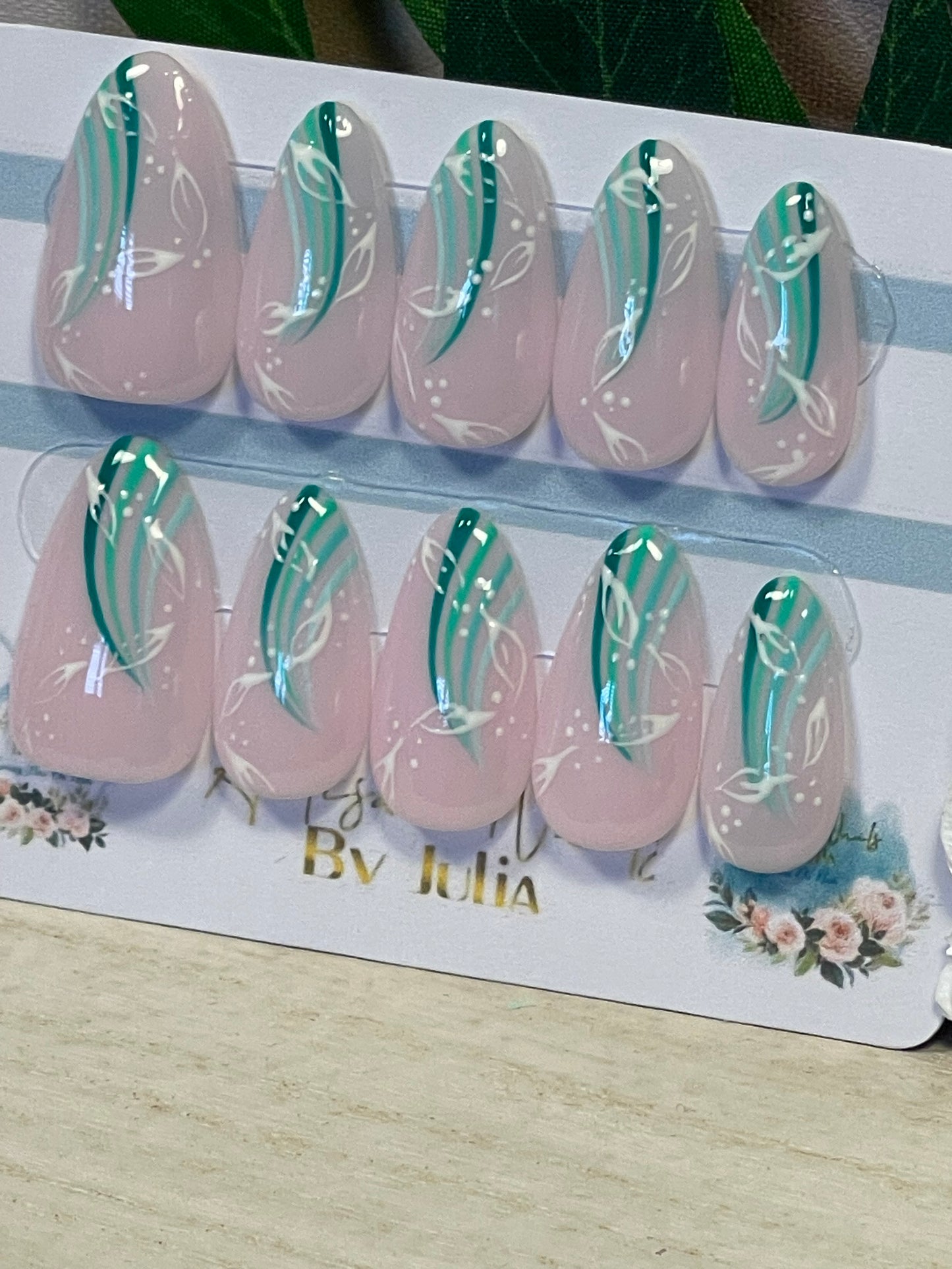 DAZZLE - Gel Press on Nails - Lot de 10 ongles arc-en-ciel avec étoiles - Fabriqué sur commande