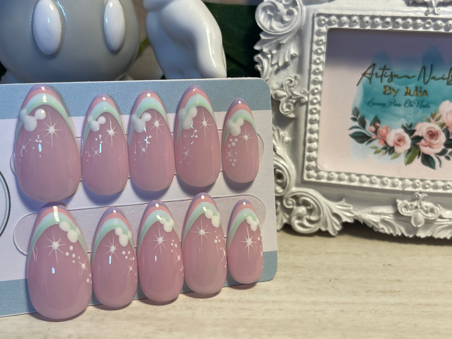 CANDY MAGIC FRENCH - Set of 10 Candy Stripe Mickey Nails