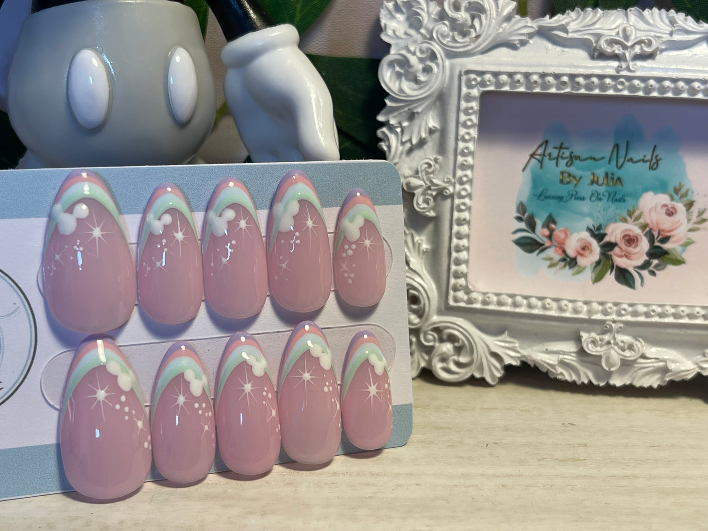 CANDY MAGIC FRENCH - Set of 10 Candy Stripe Mickey Nails