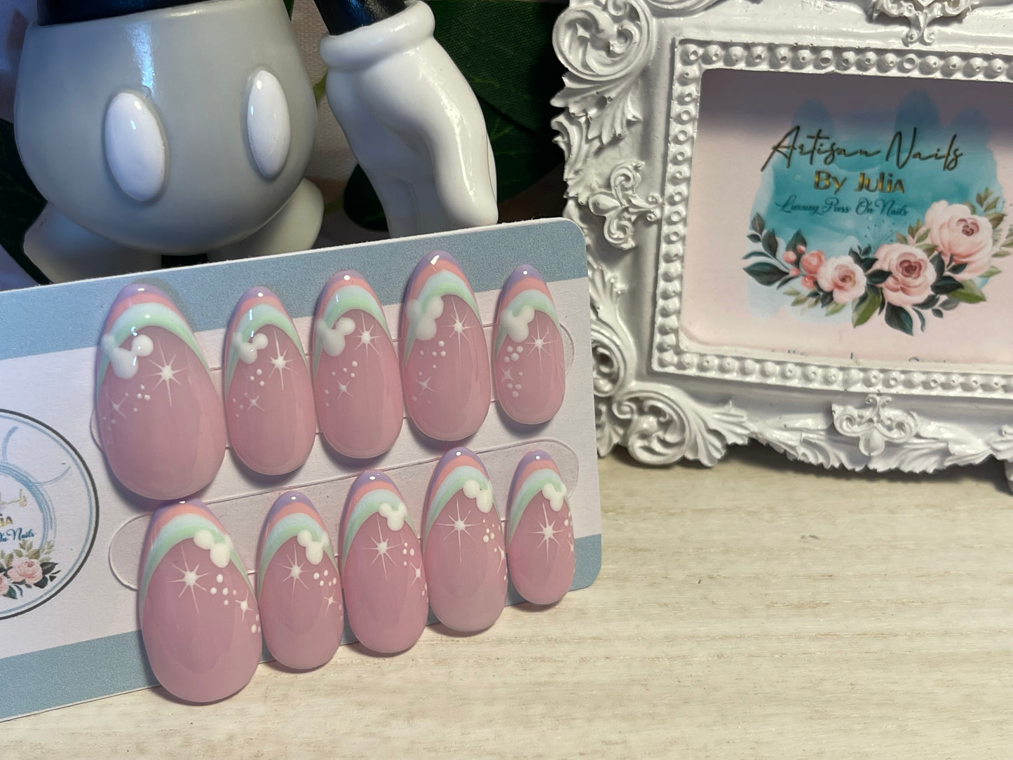 CANDY MAGIC FRENCH - Set of 10 Candy Stripe Mickey Nails