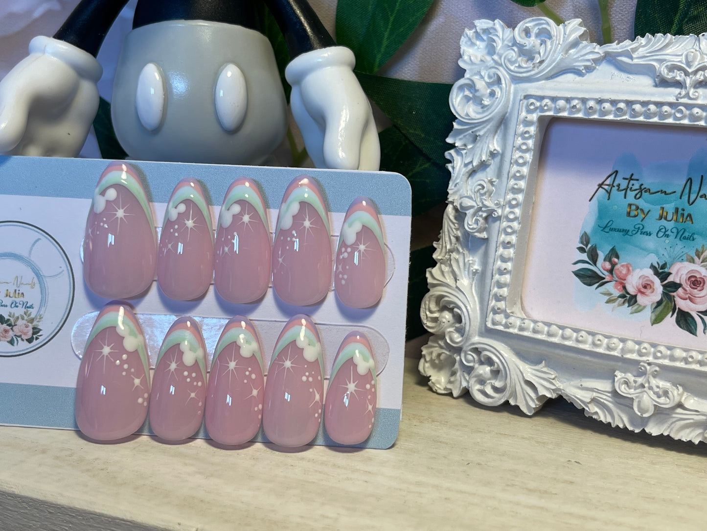CANDY MAGIC FRENCH - Set of 10 Candy Stripe Mickey Nails