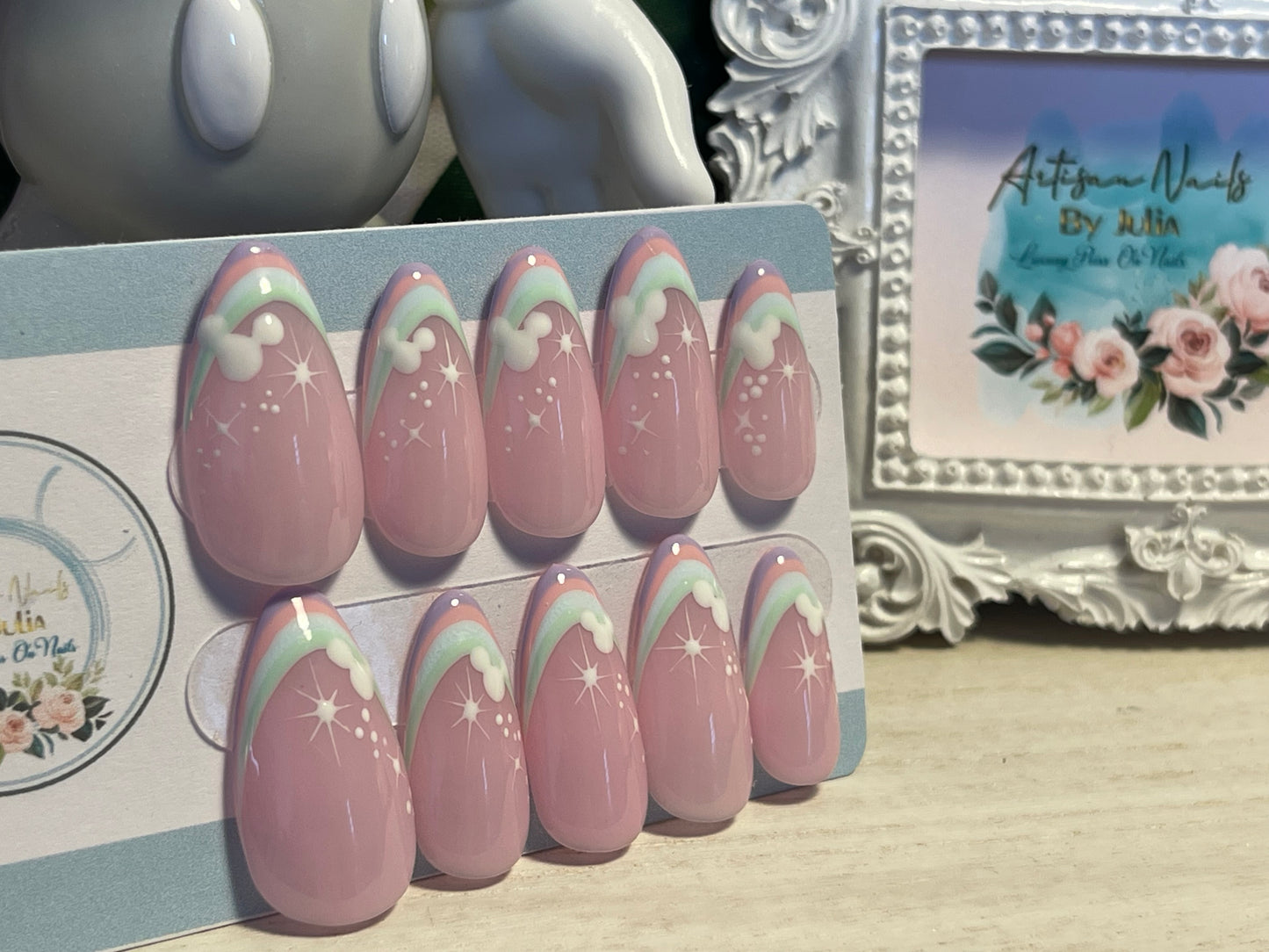 CANDY MAGIC FRENCH - Set of 10 Candy Stripe Mickey Nails