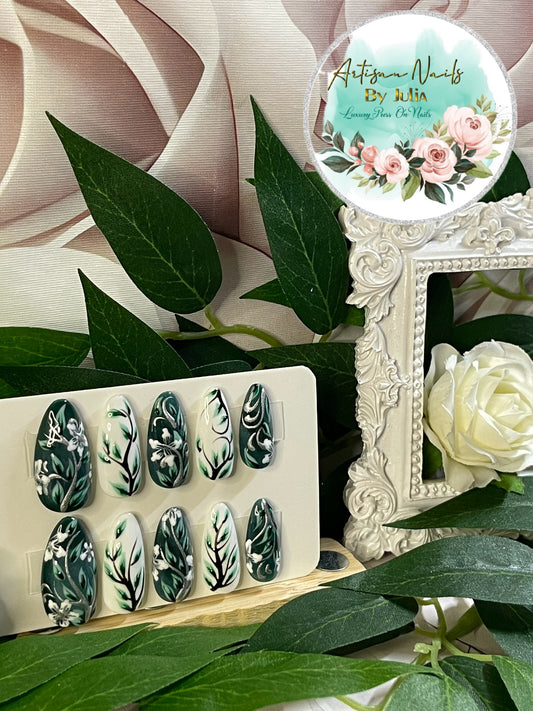 ETHEREAL COOL - Set of 10 Vine Painted Nails