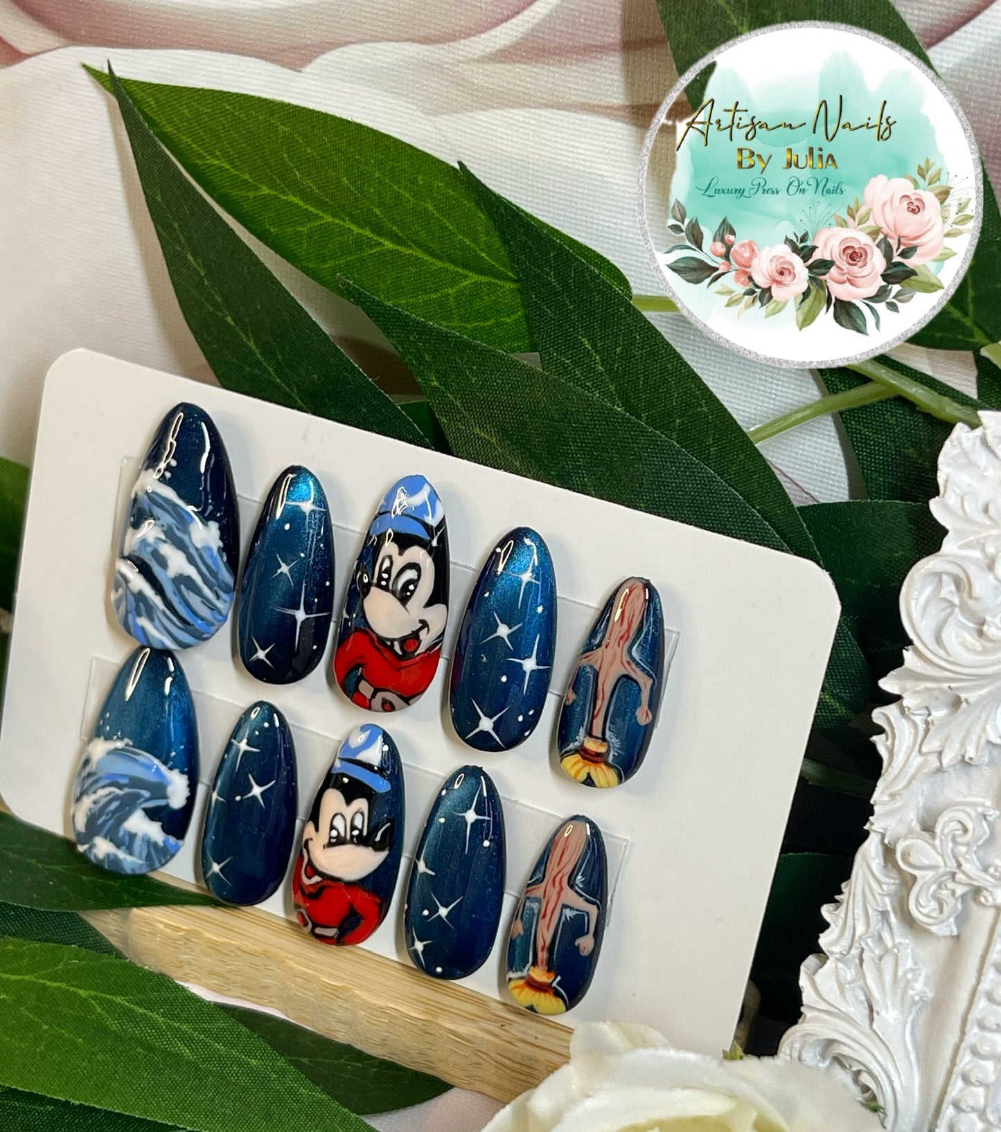 L'APPRENTI SORCIER - Gel Press on Nails - Lot de 10 ongles inspirés de Fantasia - Fabriqués sur commande