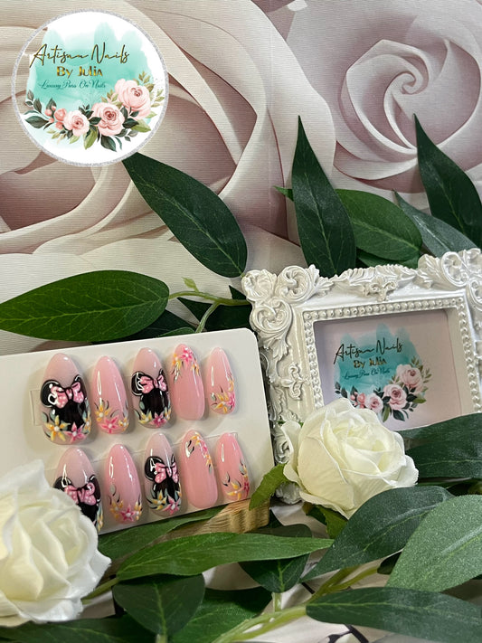 MINNIE ROSE - Gel Press on Nails - Set of 10 Minnie inspired Nails - Made to Order