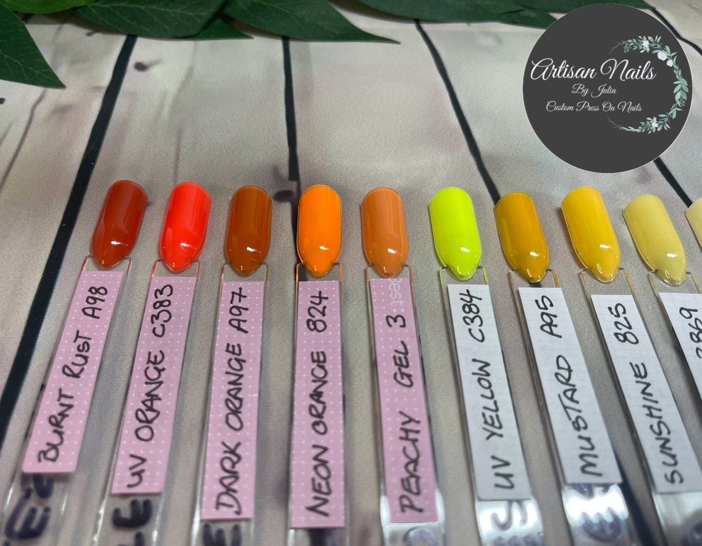 THE CITRUS ONES - Block colour or French Tip -Set of 10 Solid Colour or French Tip Nails
