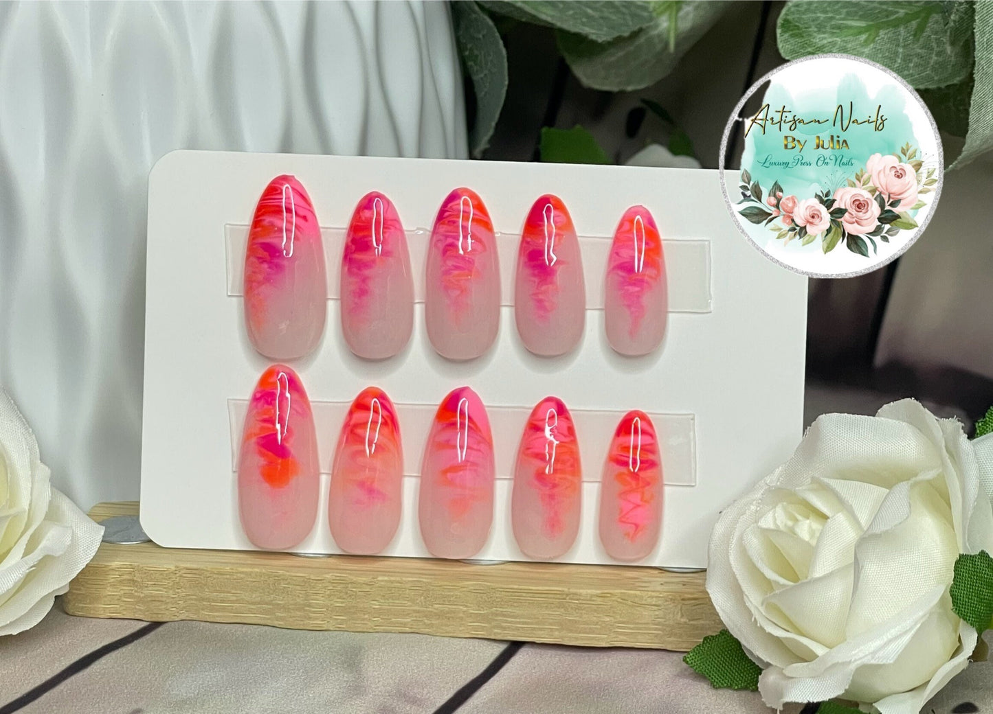 NEON SMOKE - Set of 10 Neon smoke effect Nails