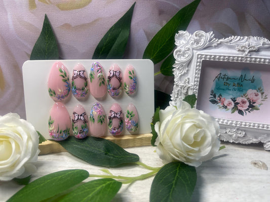 MINNIE SPRING  -  Set of 10 Floral Minnie inspired Nails