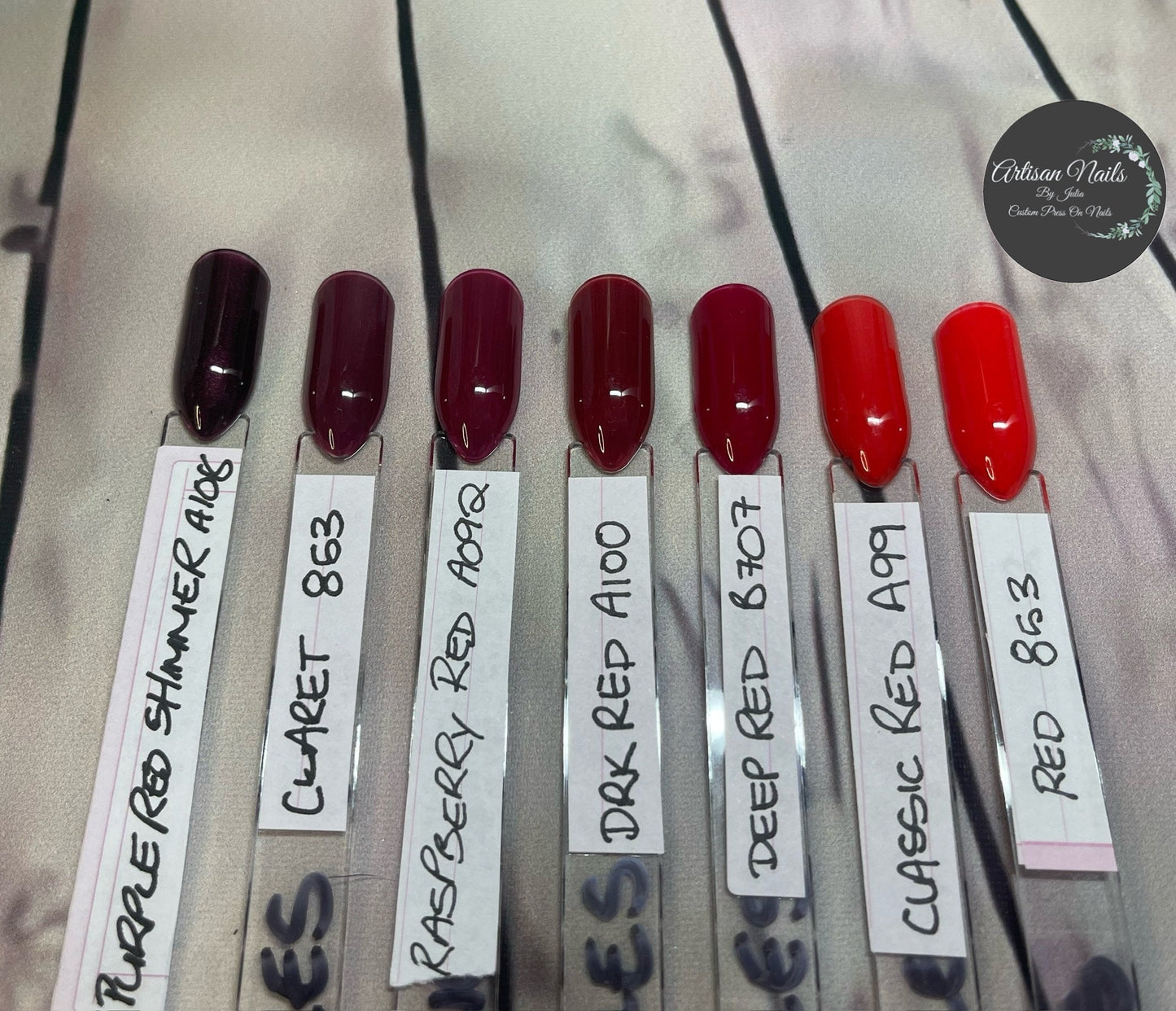 THE REDS - Block colour or French Tip - Set of 10 Solid Colour or French Tip Nails