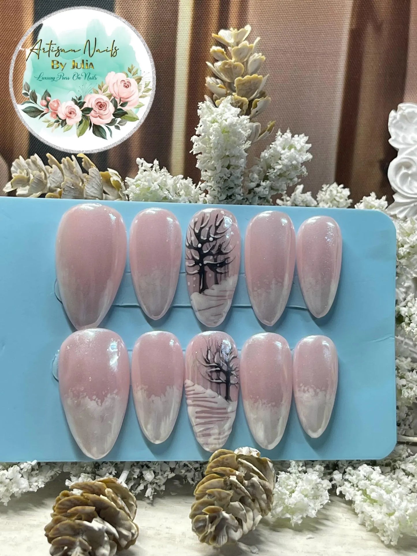 SNOWSCAPE - Gel Press on Nails - Ensemble d'ongles Snowscape