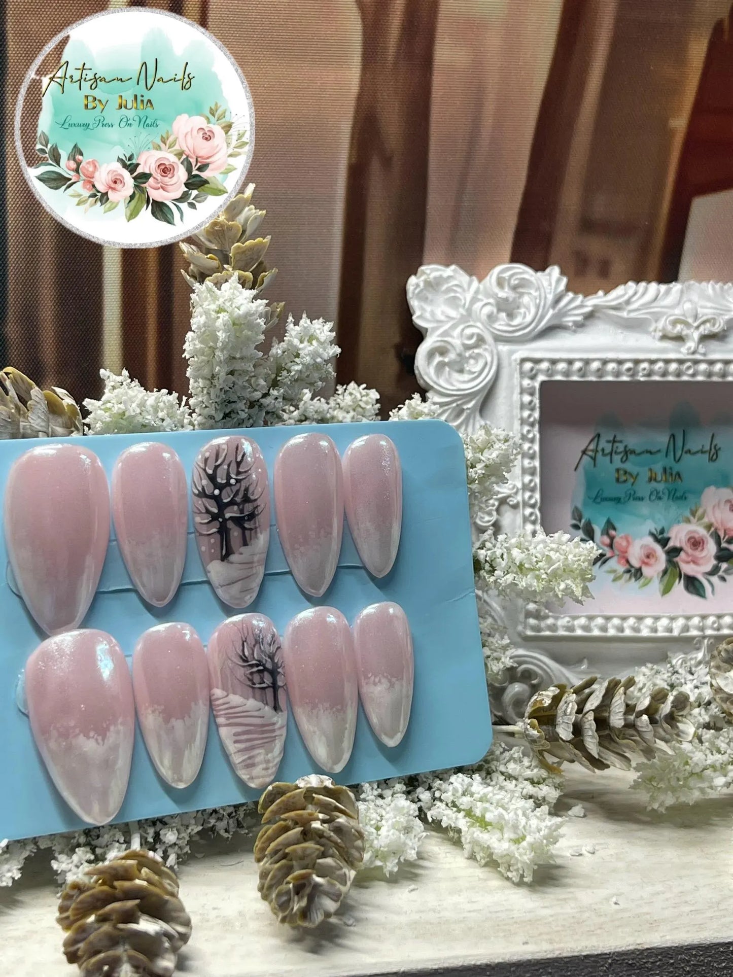 SNOWSCAPE - Gel Press on Nails - Ensemble d'ongles Snowscape