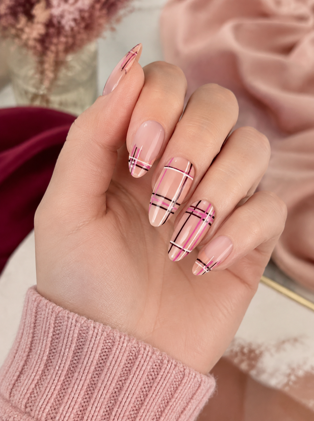 Mad About Plaid | Pink Plaid Press On Nails