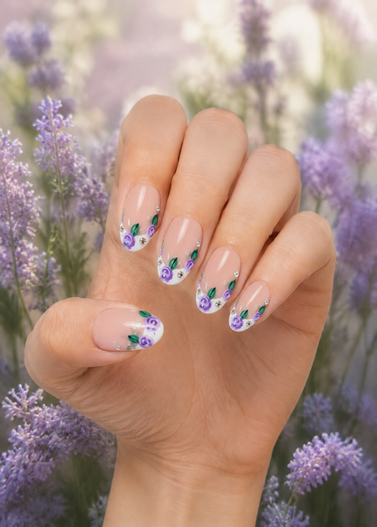 Lilac Promise | Purple Floral Press On Nails