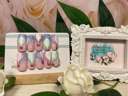 UP & AWAY - Set of 10 Hot Air Balloon Nails