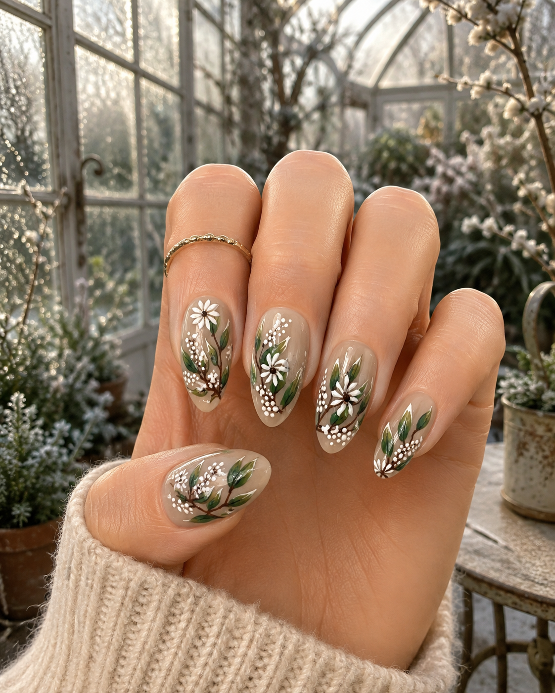 Frost & Flora | Hand Painted Winter Floral Press On Nails