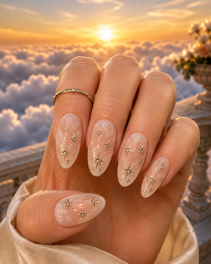 Gilded Skies | Gold Celestial Press On Nails