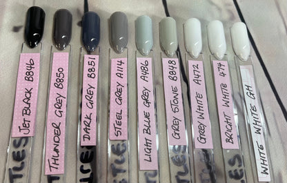 THE BLACK GREYS - Block colour or French Tip - Gel Press on Nails - Set of 10 Solid Colour or French Tip