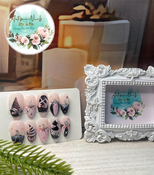 PINK WITCH - Set of 10 Coquette Themed Witch Nails