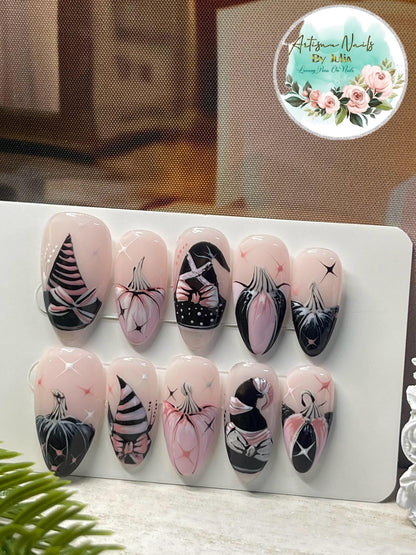 PINK WITCH - Set of 10 Coquette Themed Witch Nails