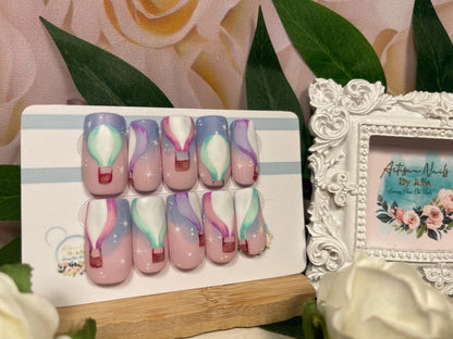 UP & AWAY - Set of 10 Hot Air Balloon Nails