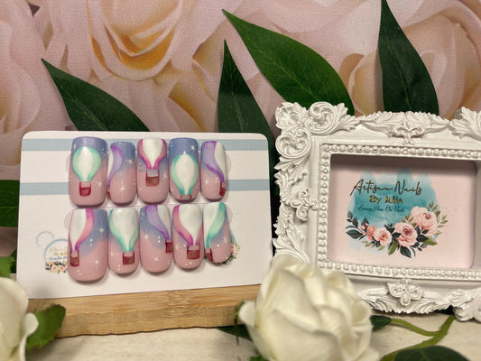 UP & AWAY - Set of 10 Hot Air Balloon Nails