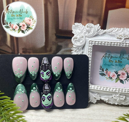 MALEFICENT  - Set of 10 Maleficent inspired Nails