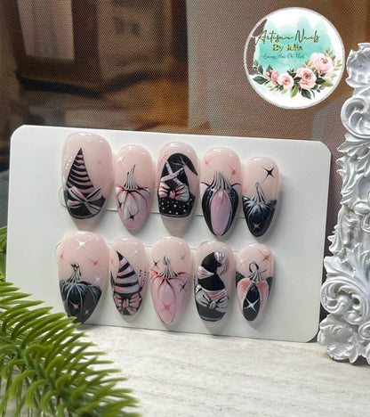PINK WITCH - Set of 10 Coquette Themed Witch Nails