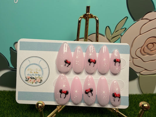 Happy Ears | Pink Mouse Bow Press On Nails