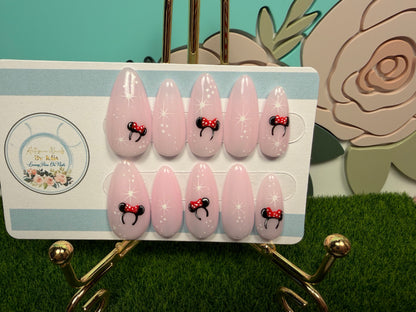 LOVE STORY - Gel Press on Nails - Lot de 10 faux ongles en dentelle avec roses 3D - Fabriqués sur commande