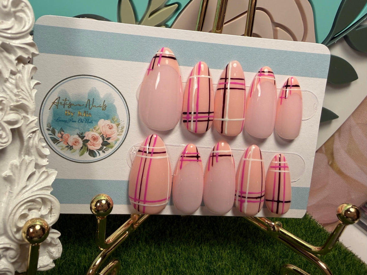 Mad About Plaid | Pink Plaid Press On Nails