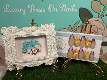 Gleam & Glow | Purple Floral Press On Nails