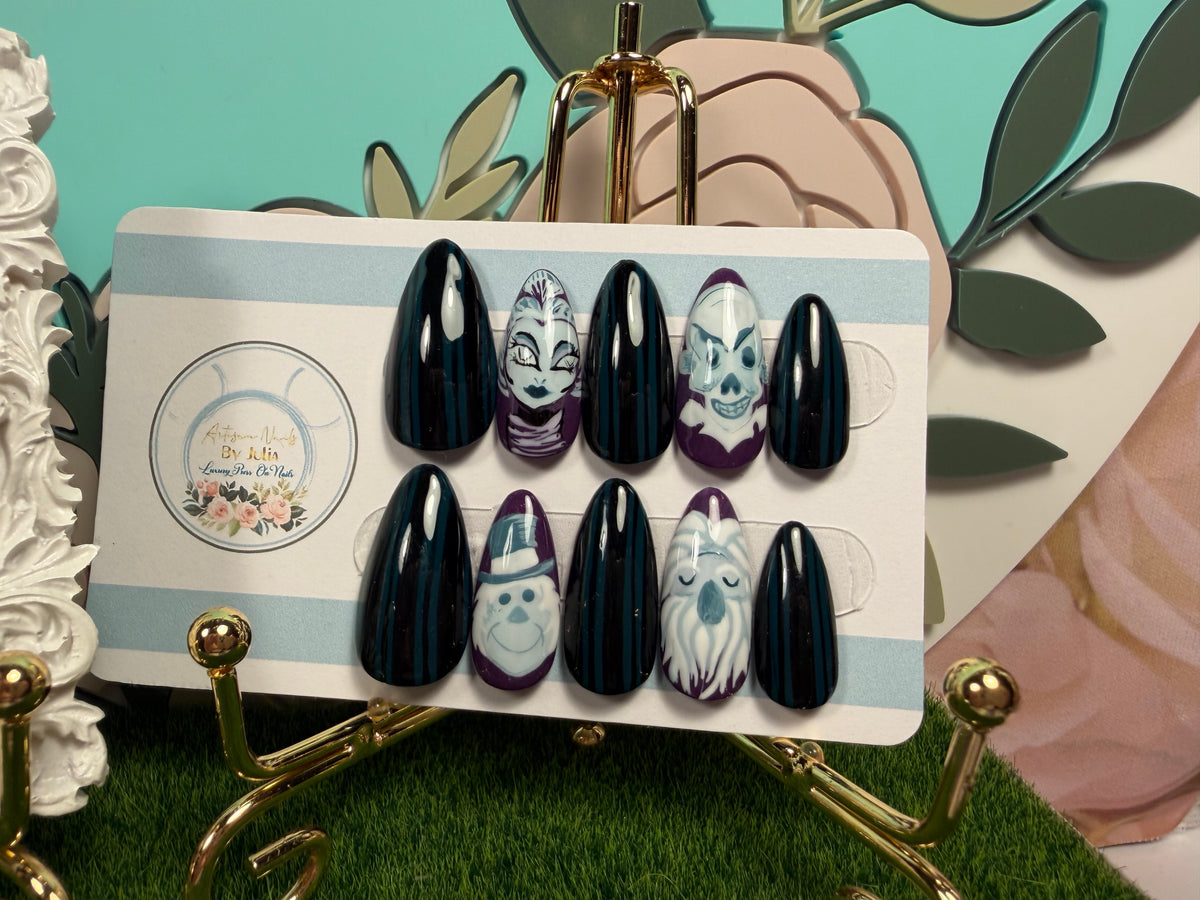 Ghost Hosts | Haunted Mansion Inspired Halloween Press On Nails Description