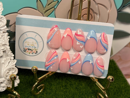 Magic in Motion | Pink & Blue Swirl Gel Press On Nails