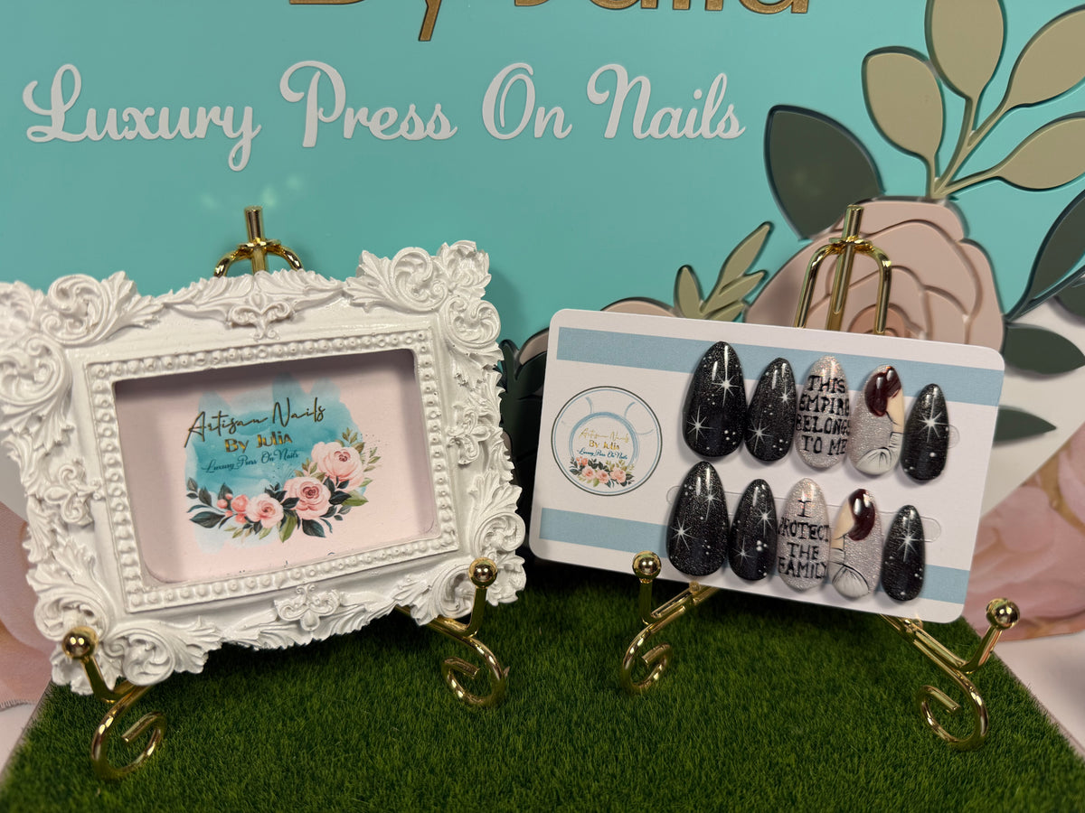 Her Empire | Black & Silver Empowerment Press On Nails